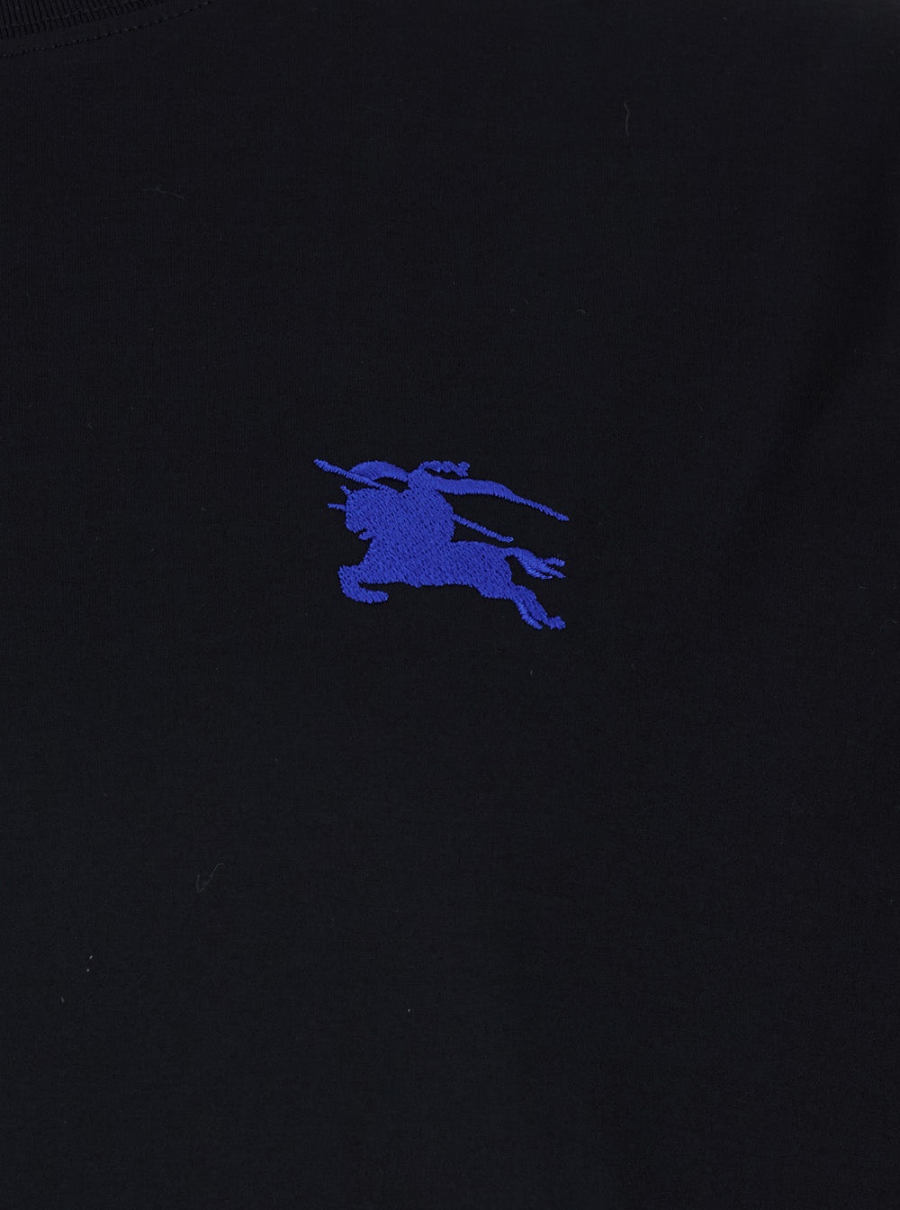 Burberry Men Black T-Shirt With Embroidered Logo On The Chest In Cotton Man - 2