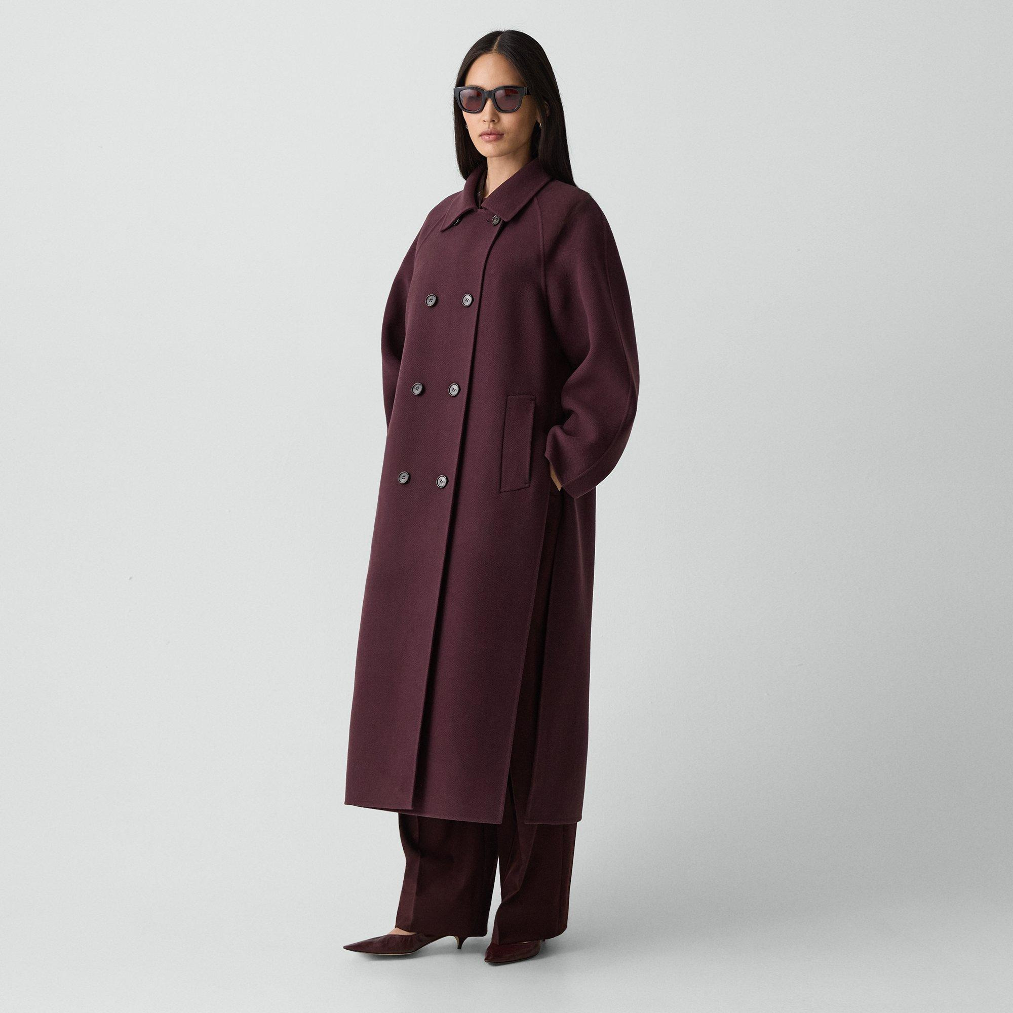 Long Double-Breasted Coat in Textured Wool-Cashmere - 3