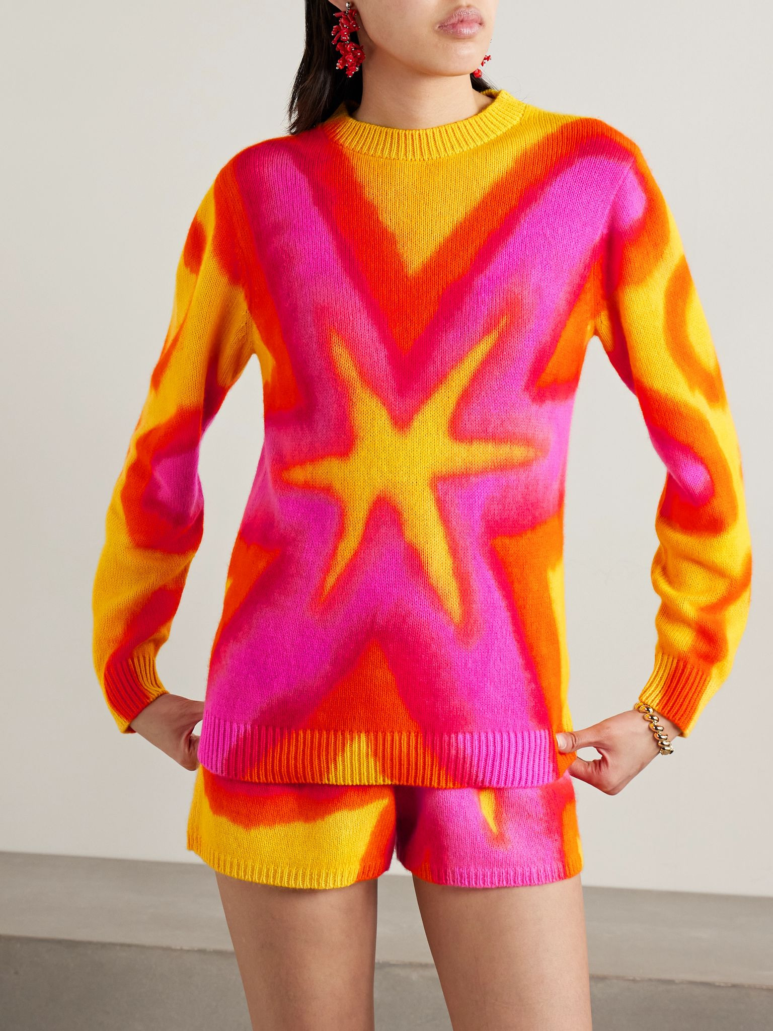 Tie-dyed cashmere sweater Yellow - 3