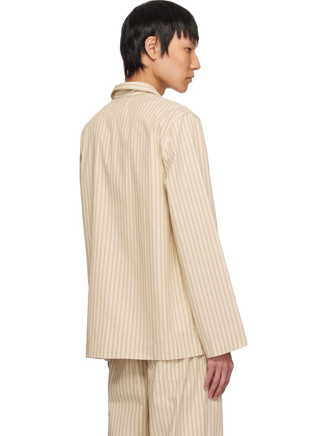 Tan & Beige Poplin Long-Sleeved Pyjama Shirt - 3