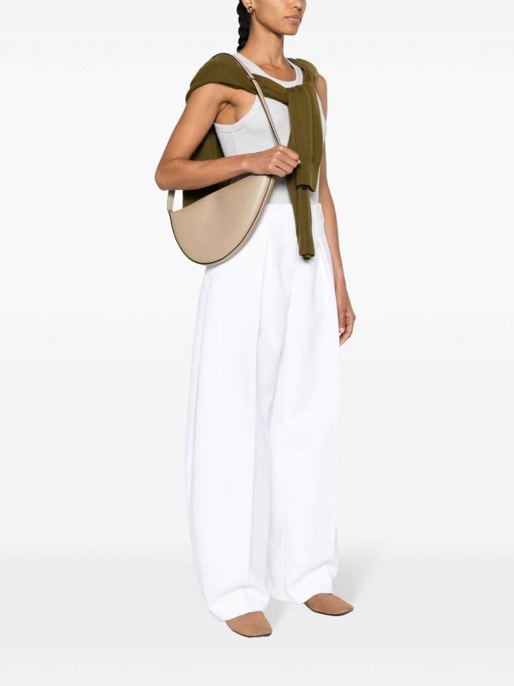 Scooped sling leather shoulder bag - 2
