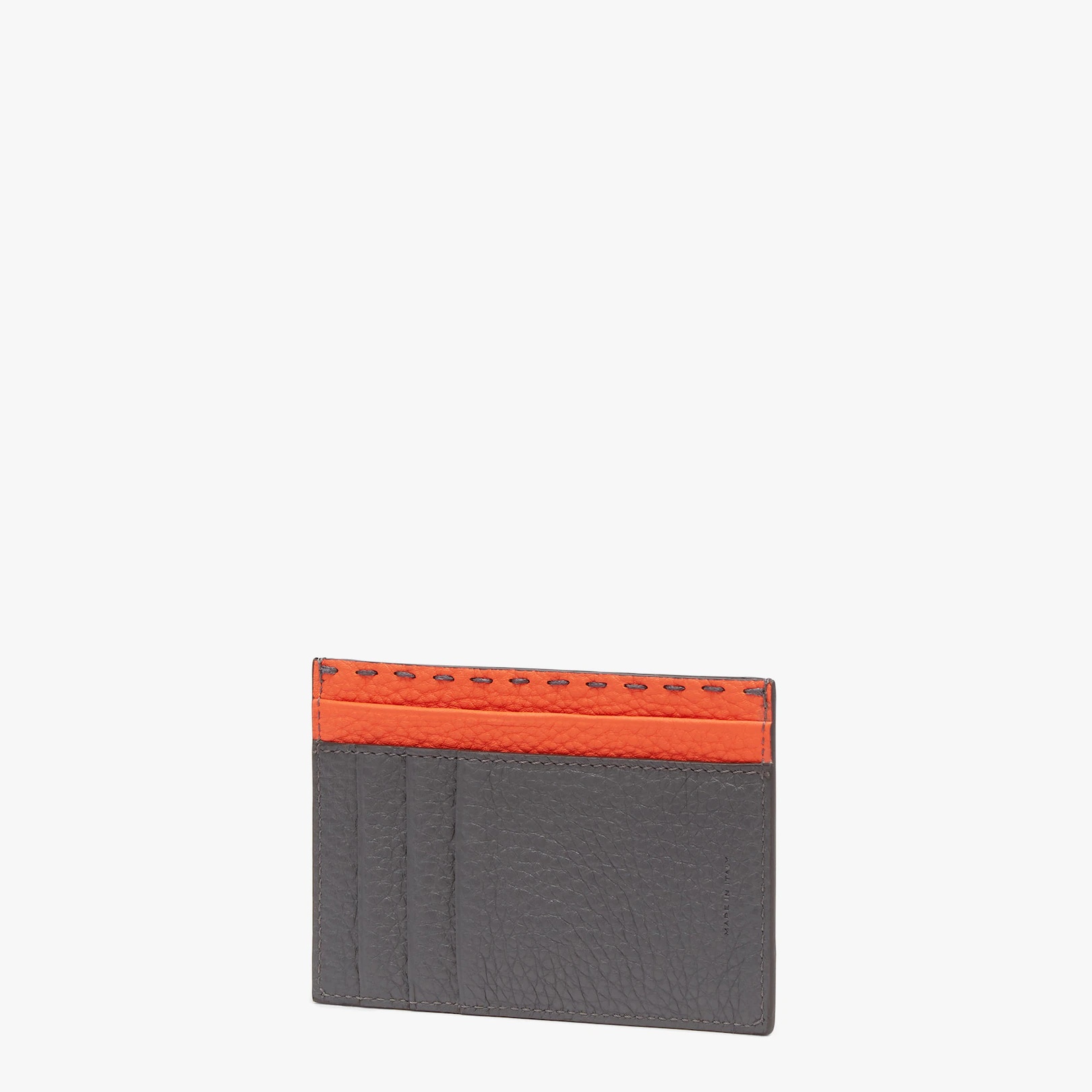 Large card holder with front zipper pocket. With five slots on the reverse side. Made of gray Cuoio  - 2