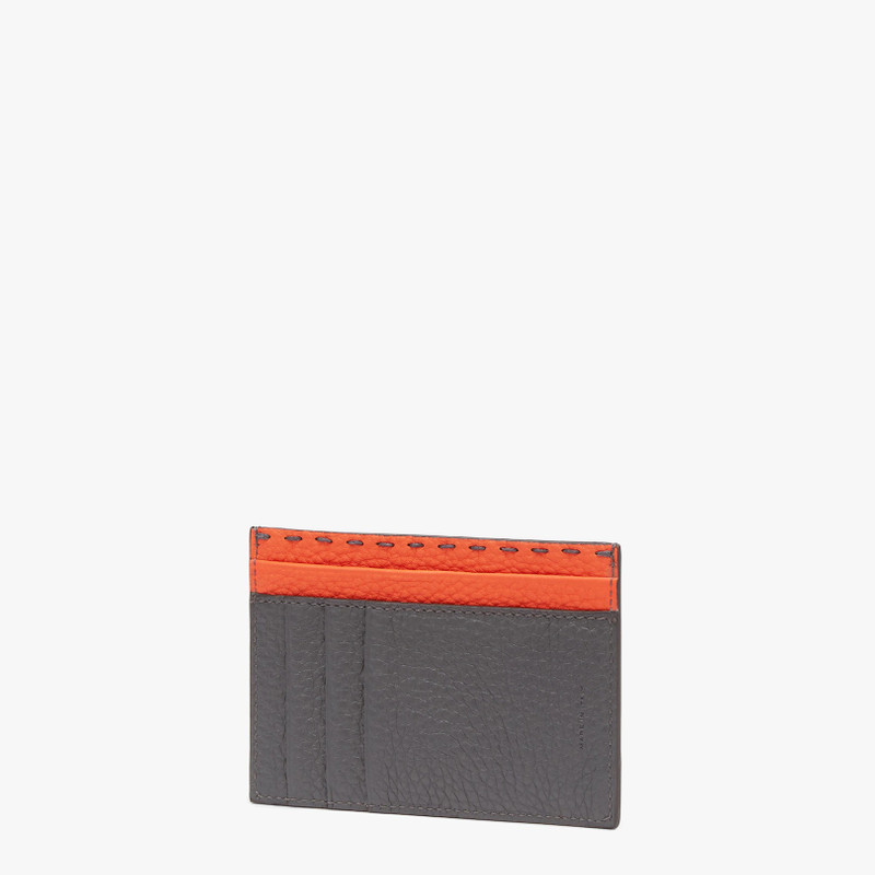 Large card holder with front zipper pocket. With five slots on the reverse side. Made of gray Cuoio  2