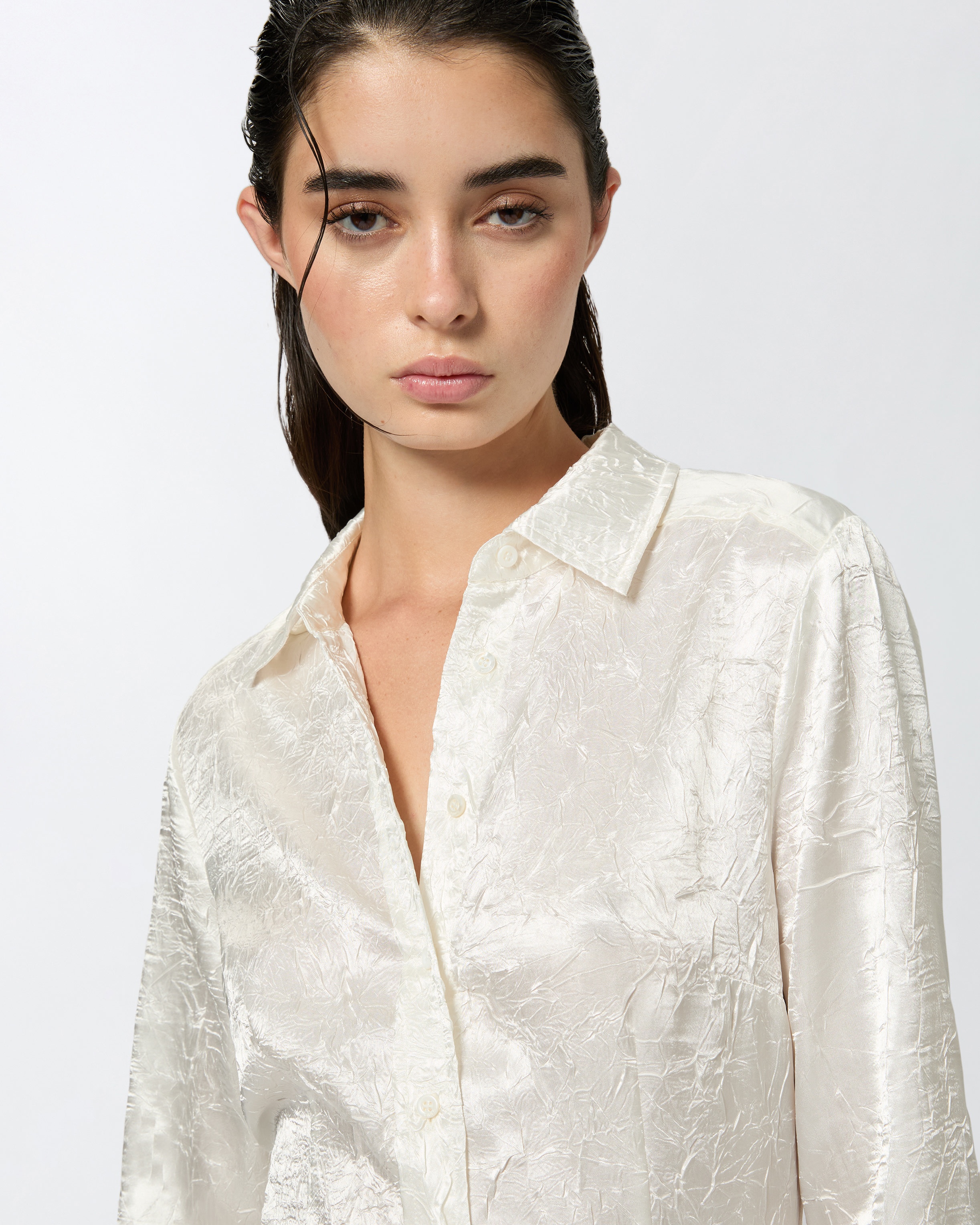 CRINKLED SATIN SHIRT - 5