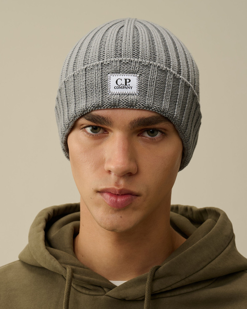 C.P. Company Extra Fine Merino Wool Logo Beanie outlook