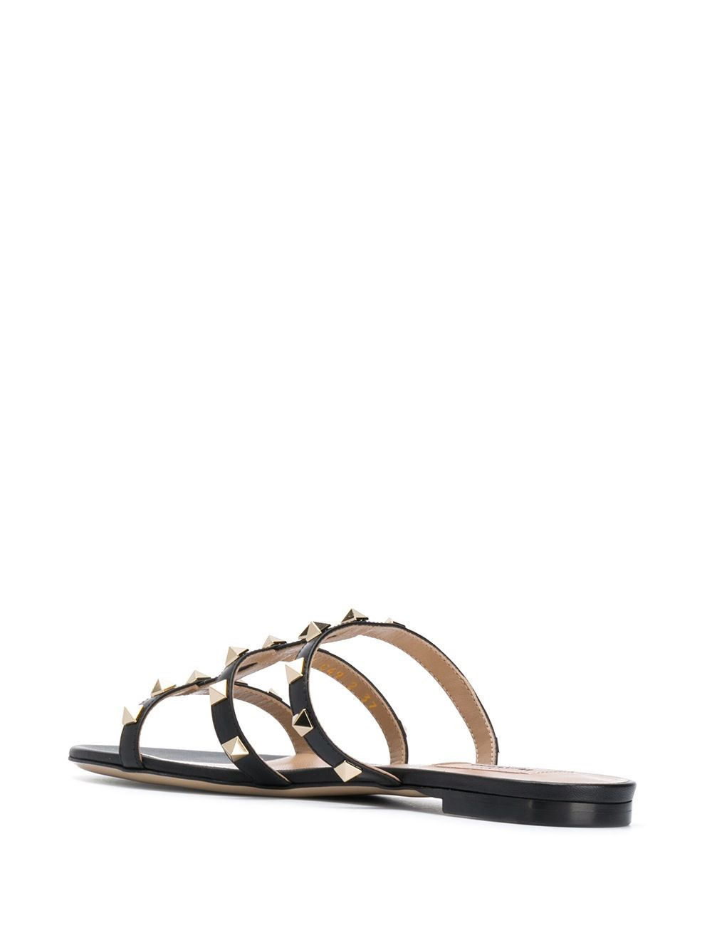 Rockstud leather flat sandals - 3