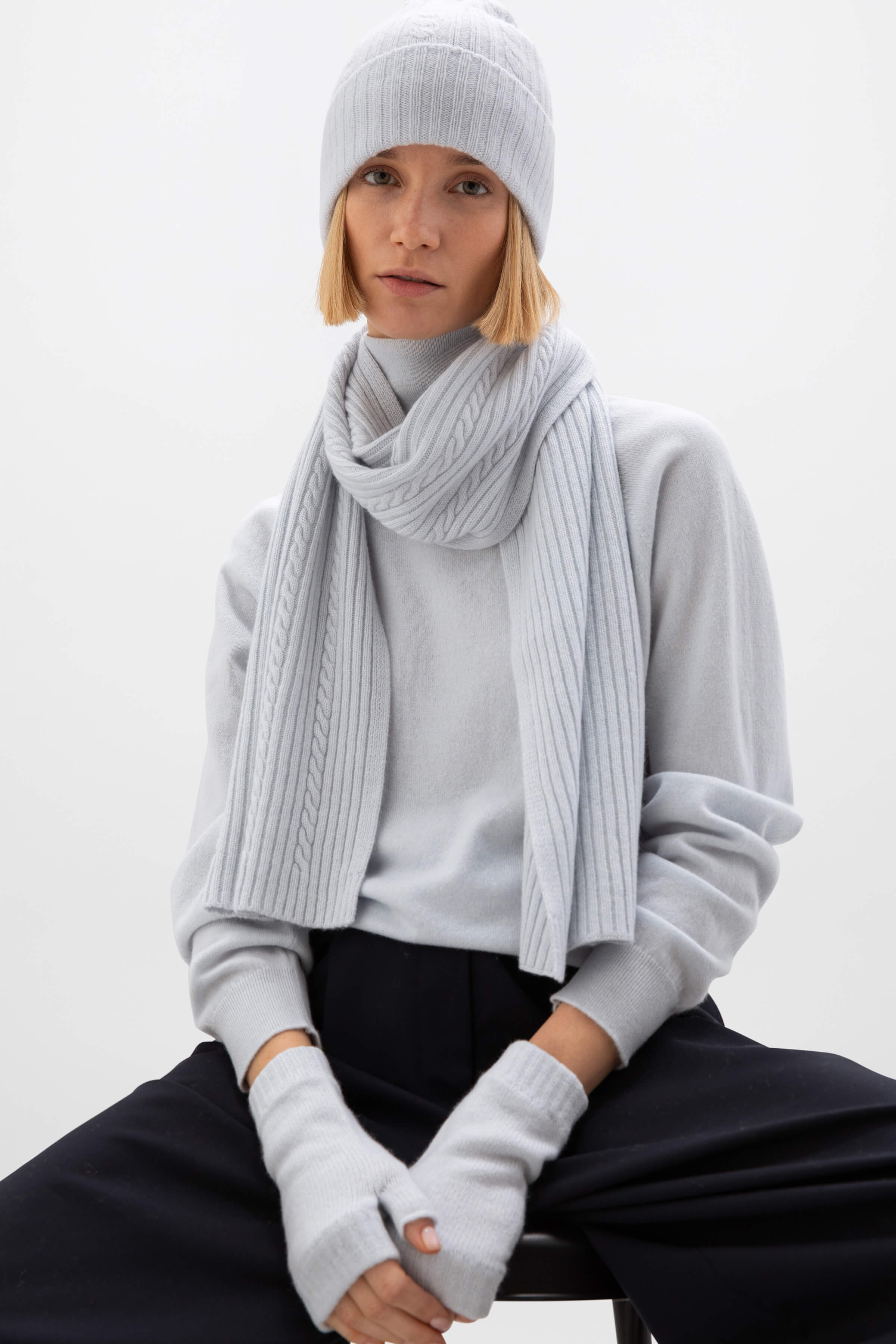 Cable & Rib Cashmere Scarf - 5
