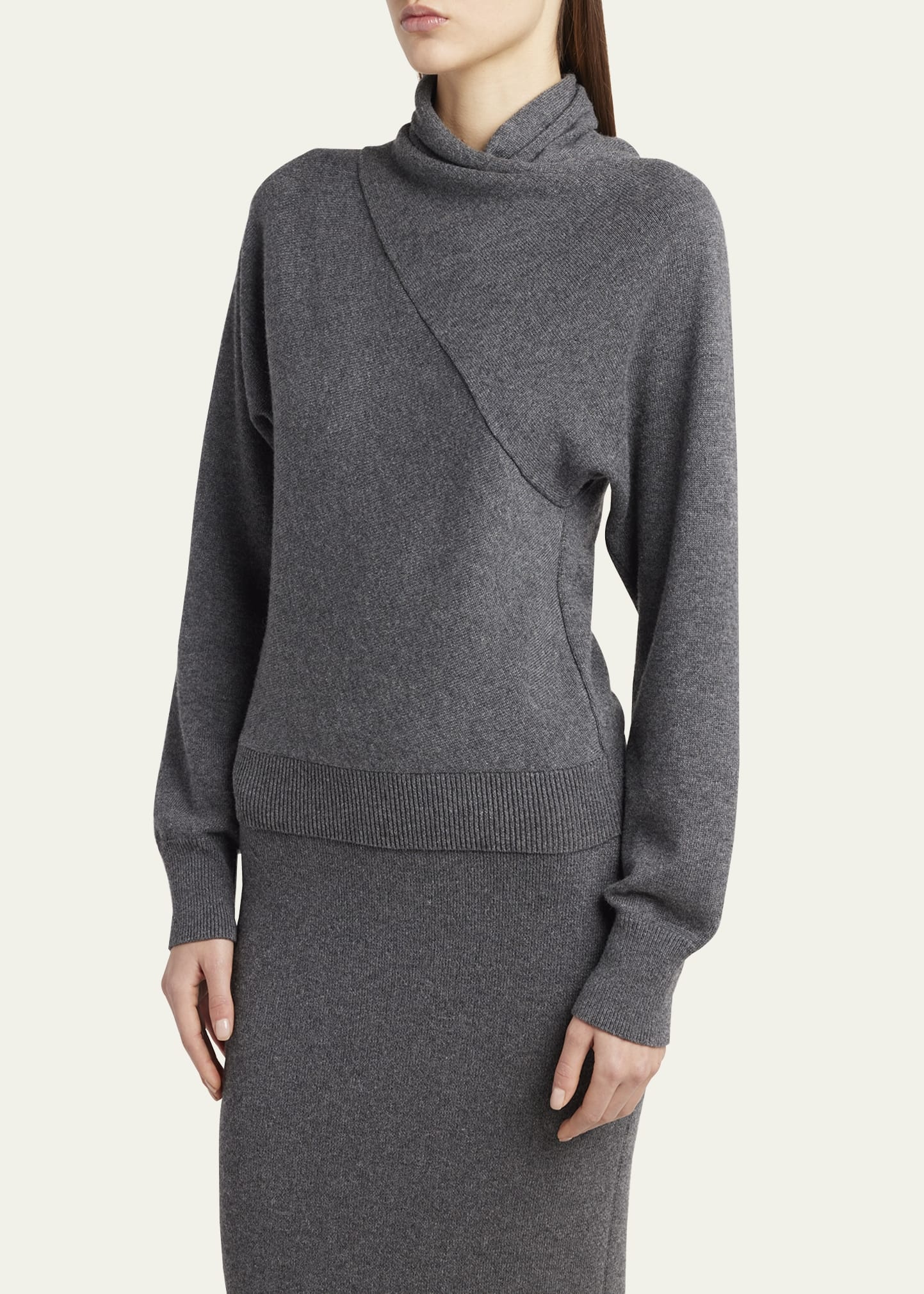 Wrap-Neck Fine Cashmere-Cotton Sweater - 4