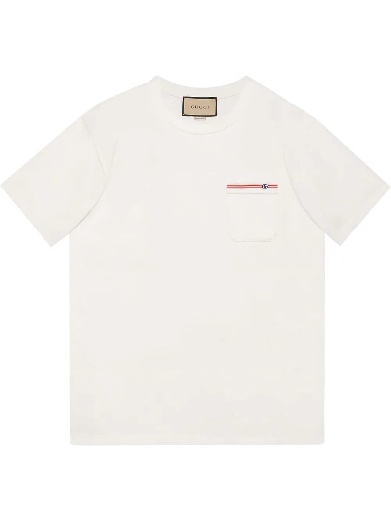 embroidered pocket cotton T-shirt - 1