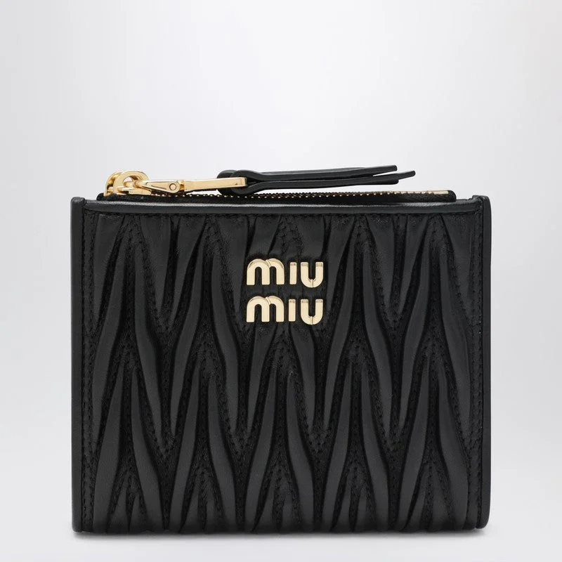 Miu Miu Small Black Matelassé Nappa Wallet Women - 1