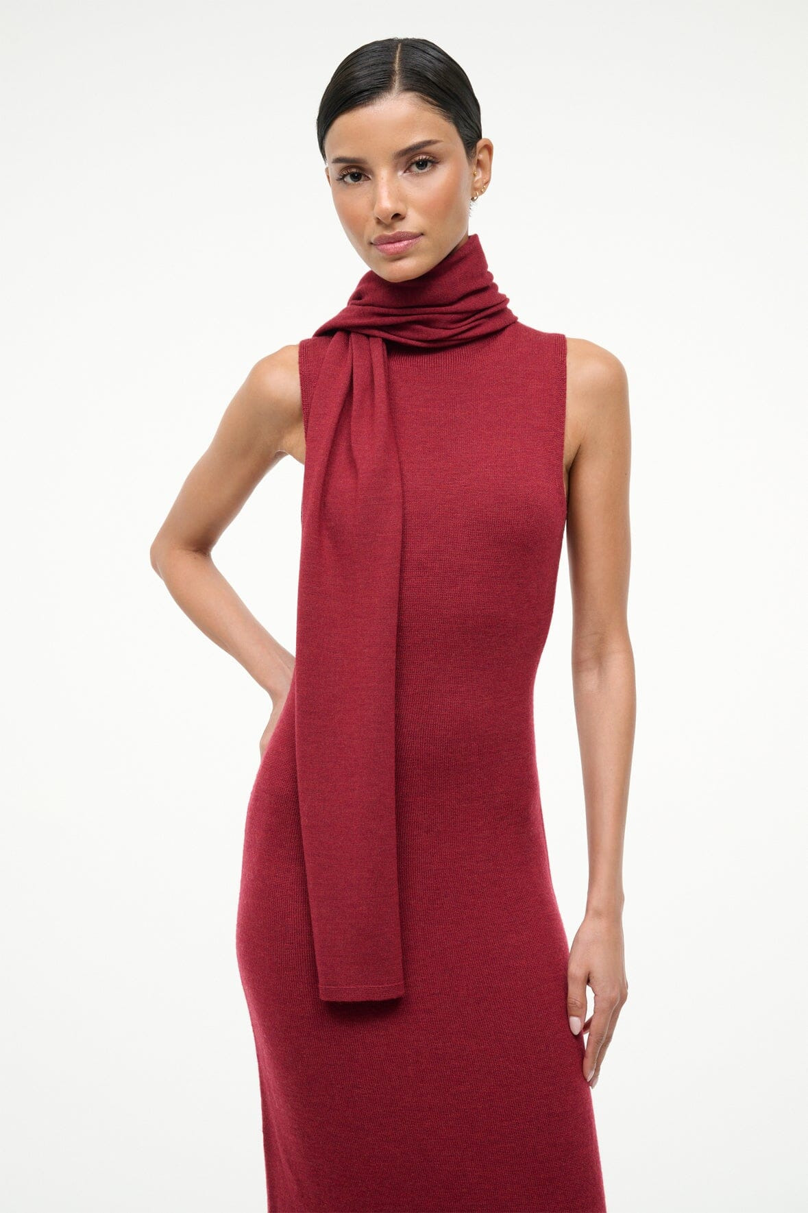 STAUD CANAL MIDI DRESS SANGRIA - 2