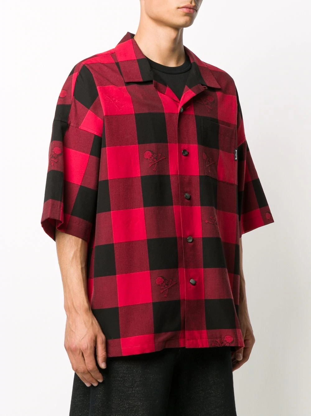 checkered-print short-sleeved shirt  - 3