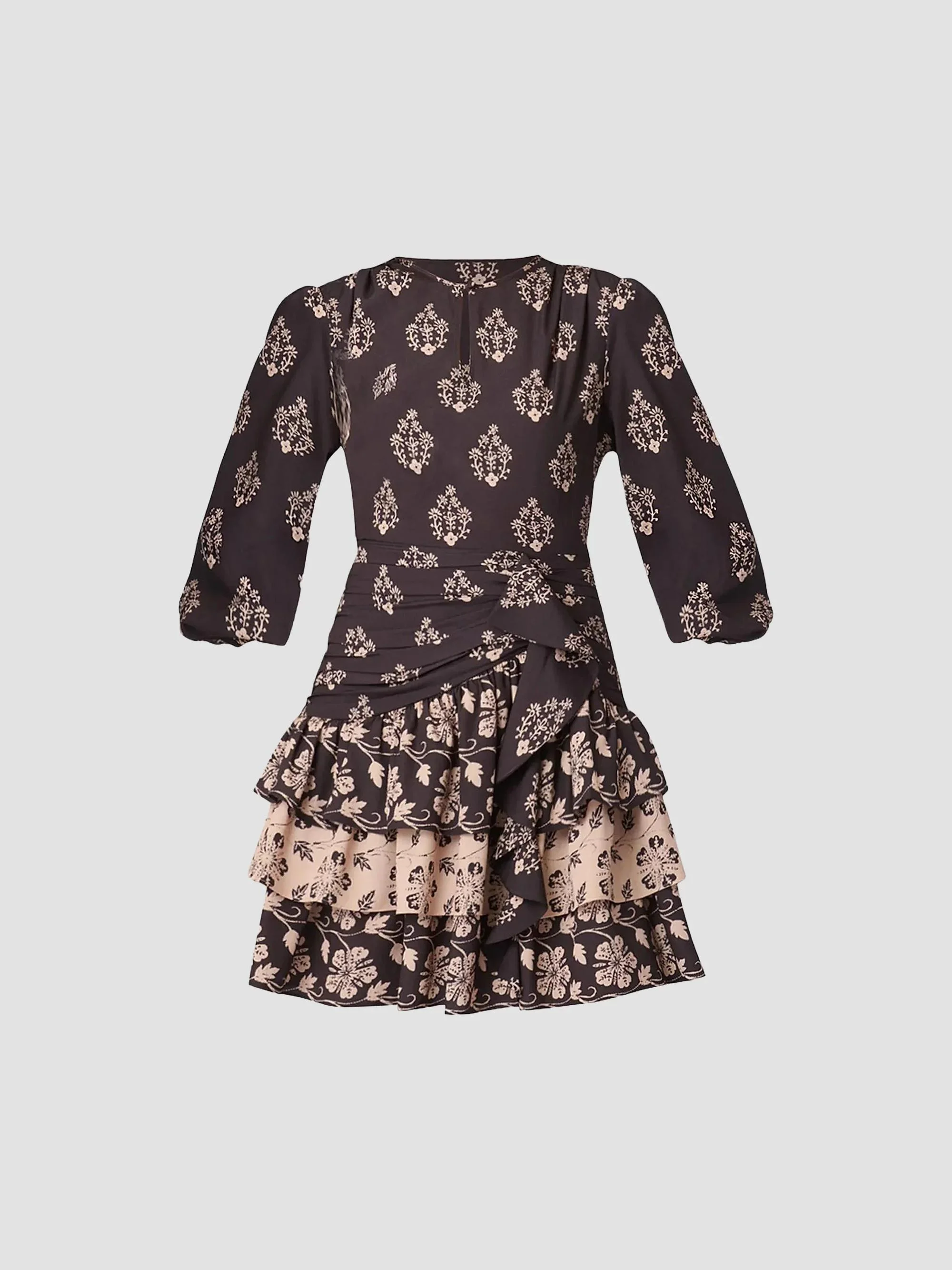 Women's Janelle Printed Ruffle Mini Dress - Ecru - 1