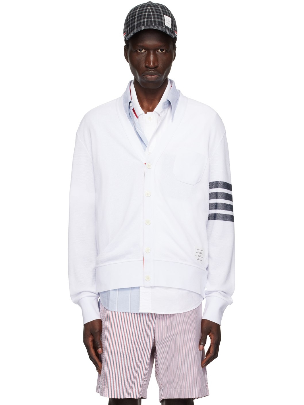 Thom browne white cardigan new arrivals