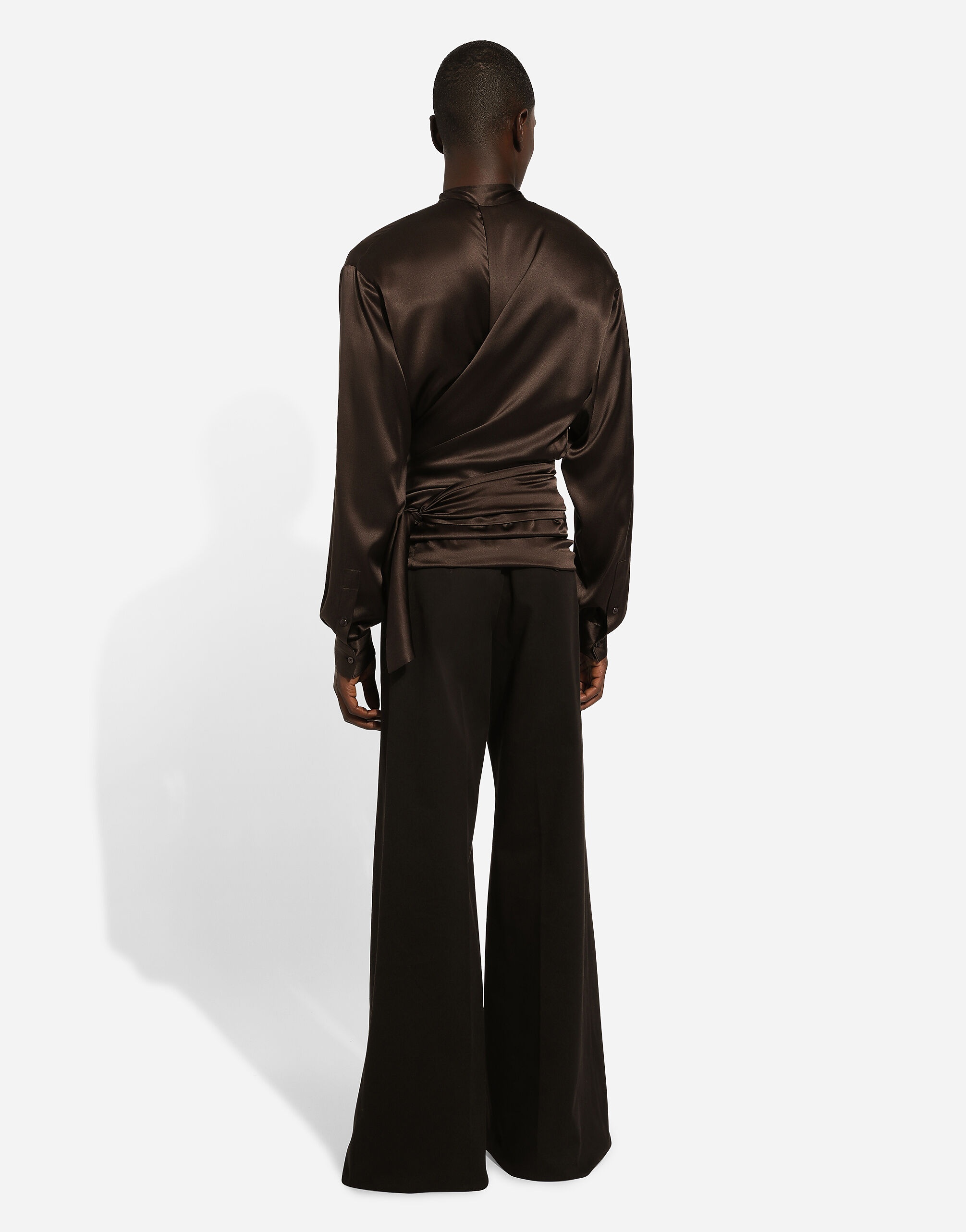 Wide-leg stretch cotton pants - 3