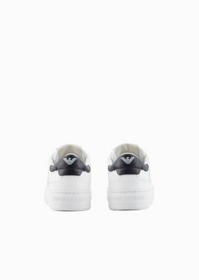 EMPORIO ARMANI Leather sneakers with back eagle outlook