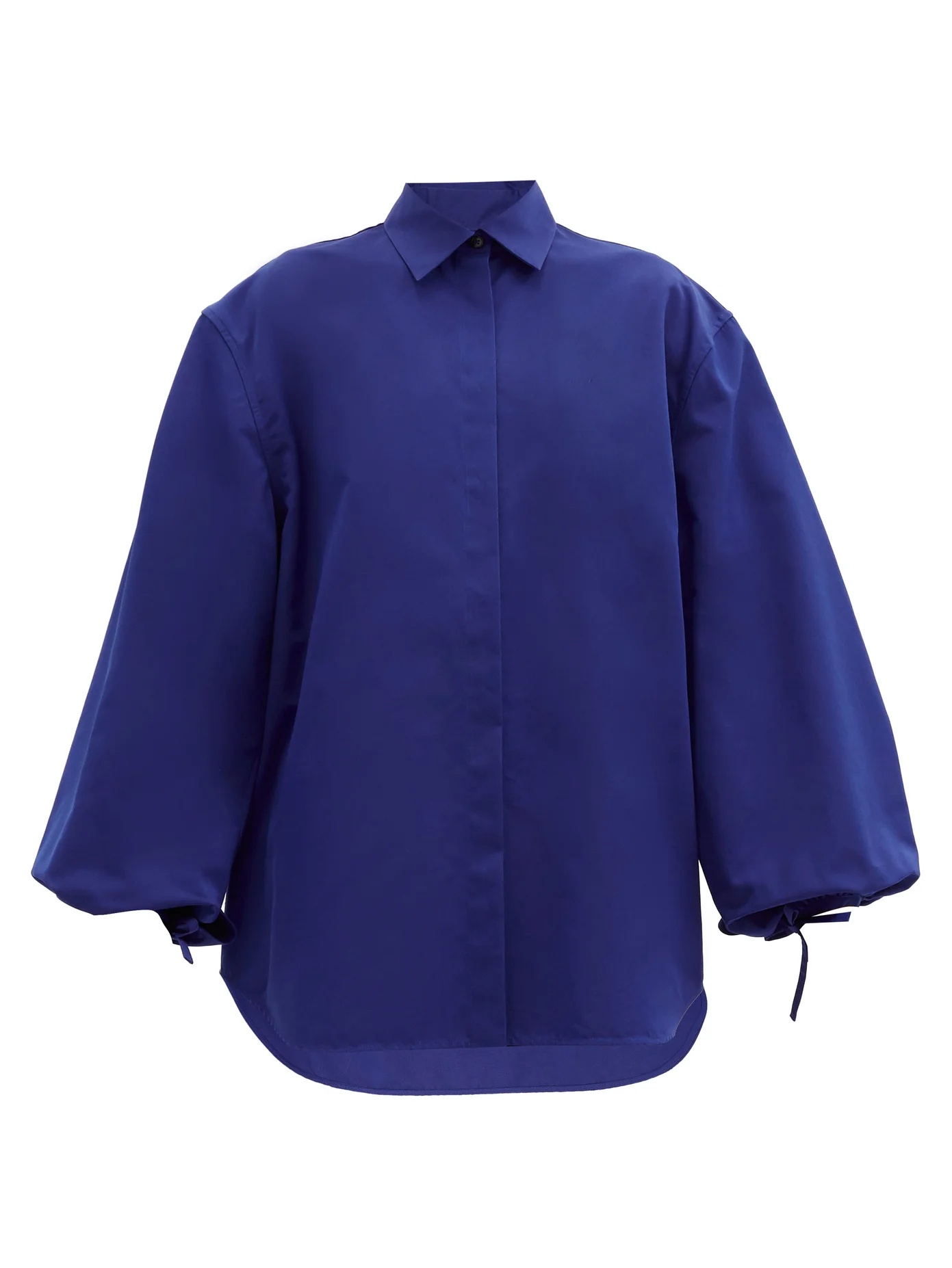 Balloon-sleeve cotton-blend shirt - 1