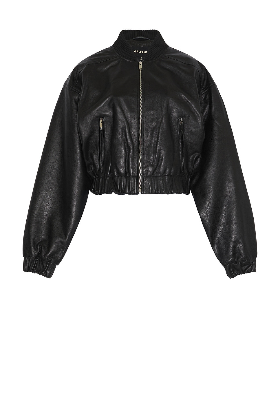 Cropped Leather Bomber Jacket - 6