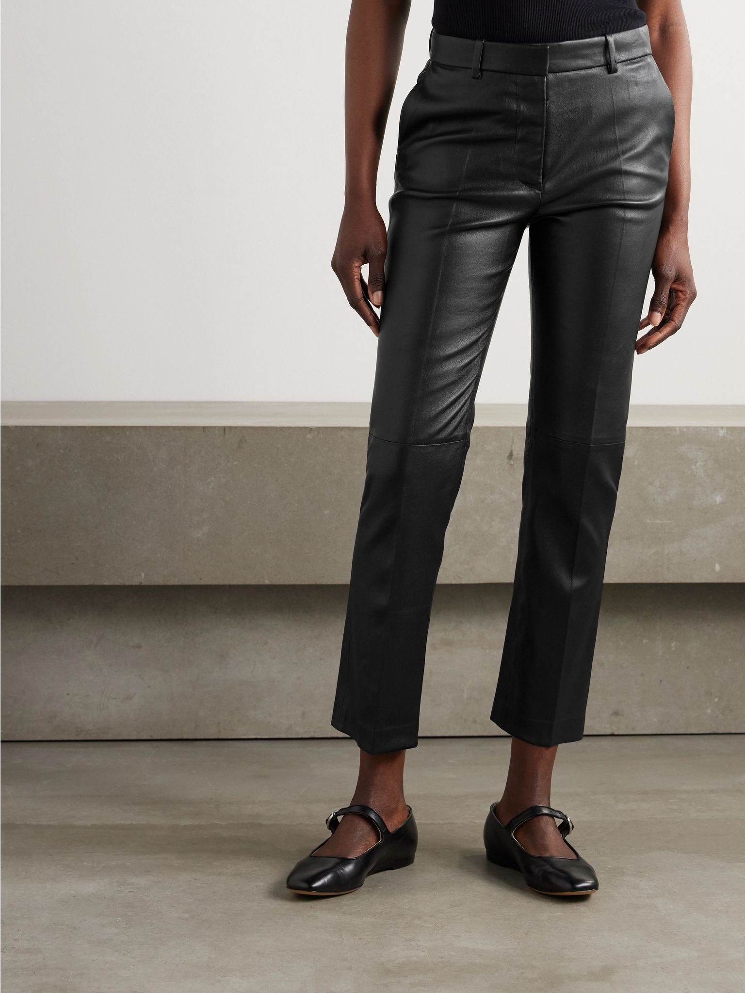 Coleman leather slim-fit pants Black - 3