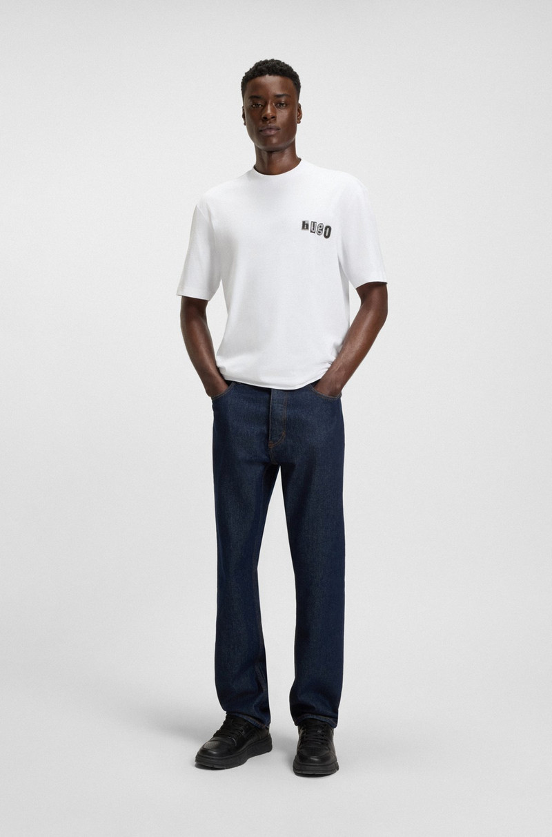 HUGO COTTON T-SHIRT WITH LOGO ARTWORK outlook