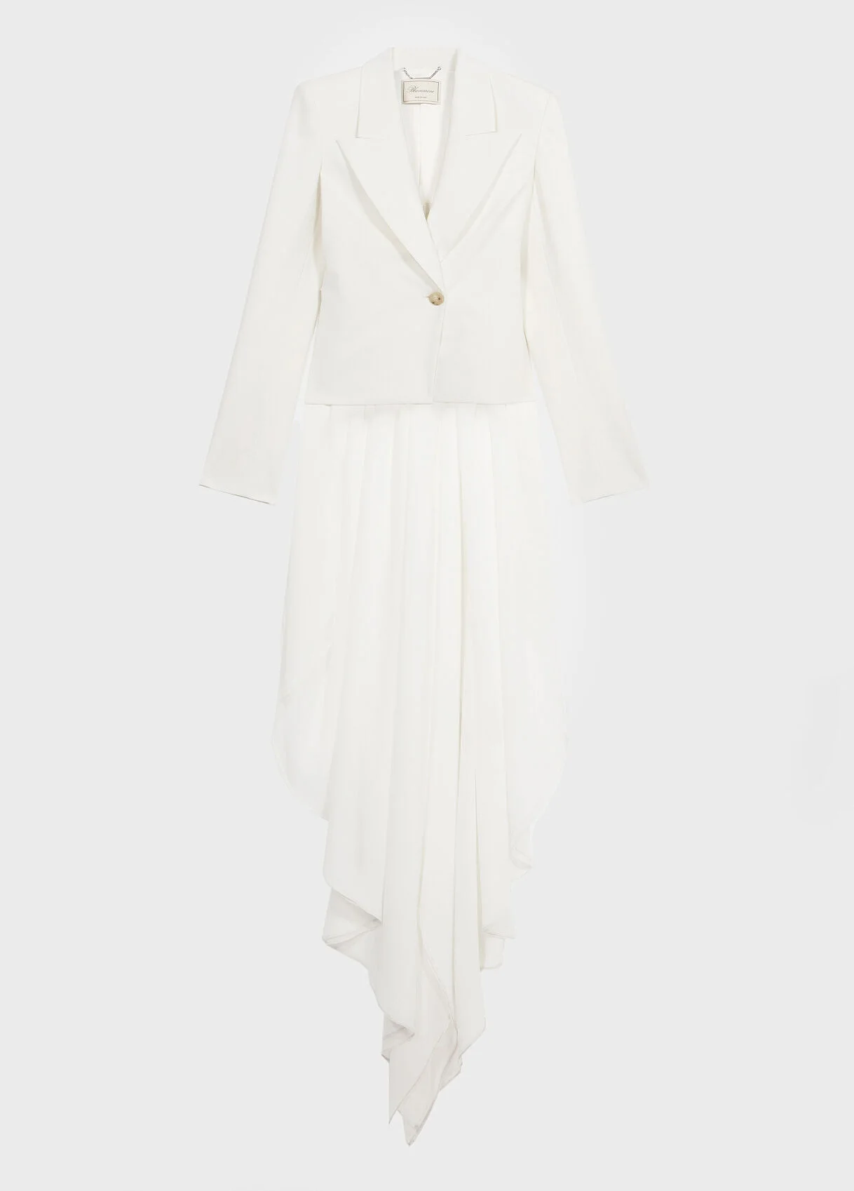 JACKET IN COMPACT FABRIC WITH TULLE TRAIN - 1