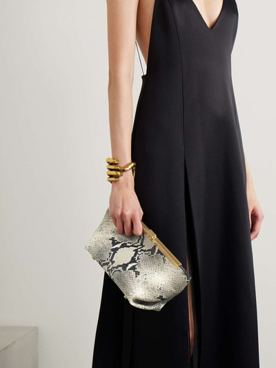 KHAITE Aimee snake-effect leather clutch outlook