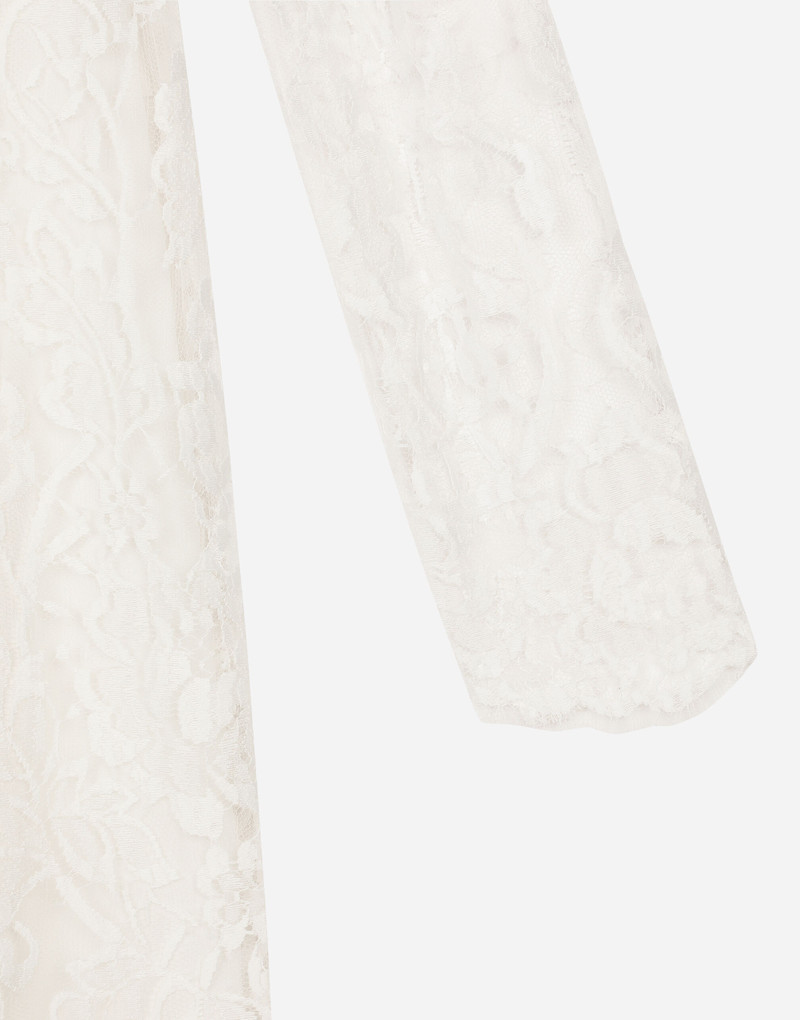 Short lace dress with satin neck 9