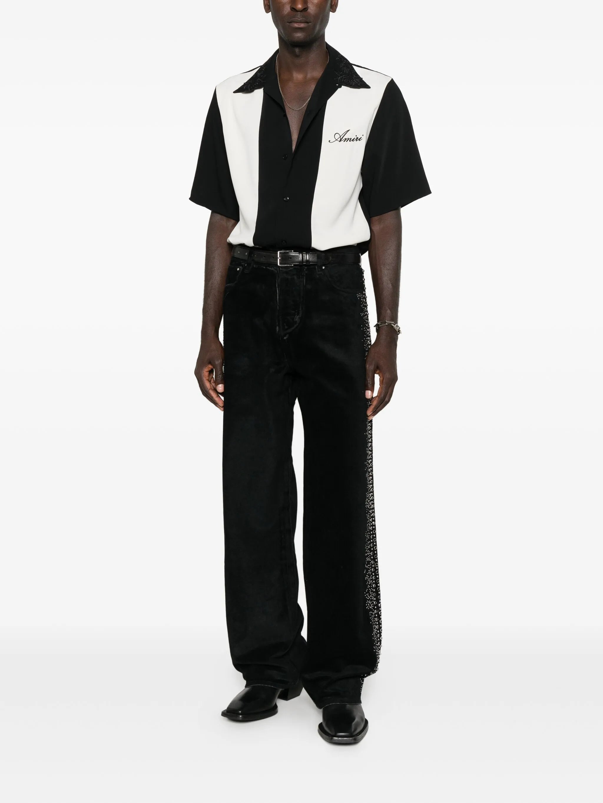 embellished velvet jeans - 2
