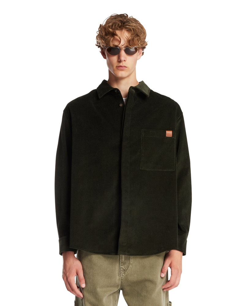 Green Ribbed Cotton Shirt 1