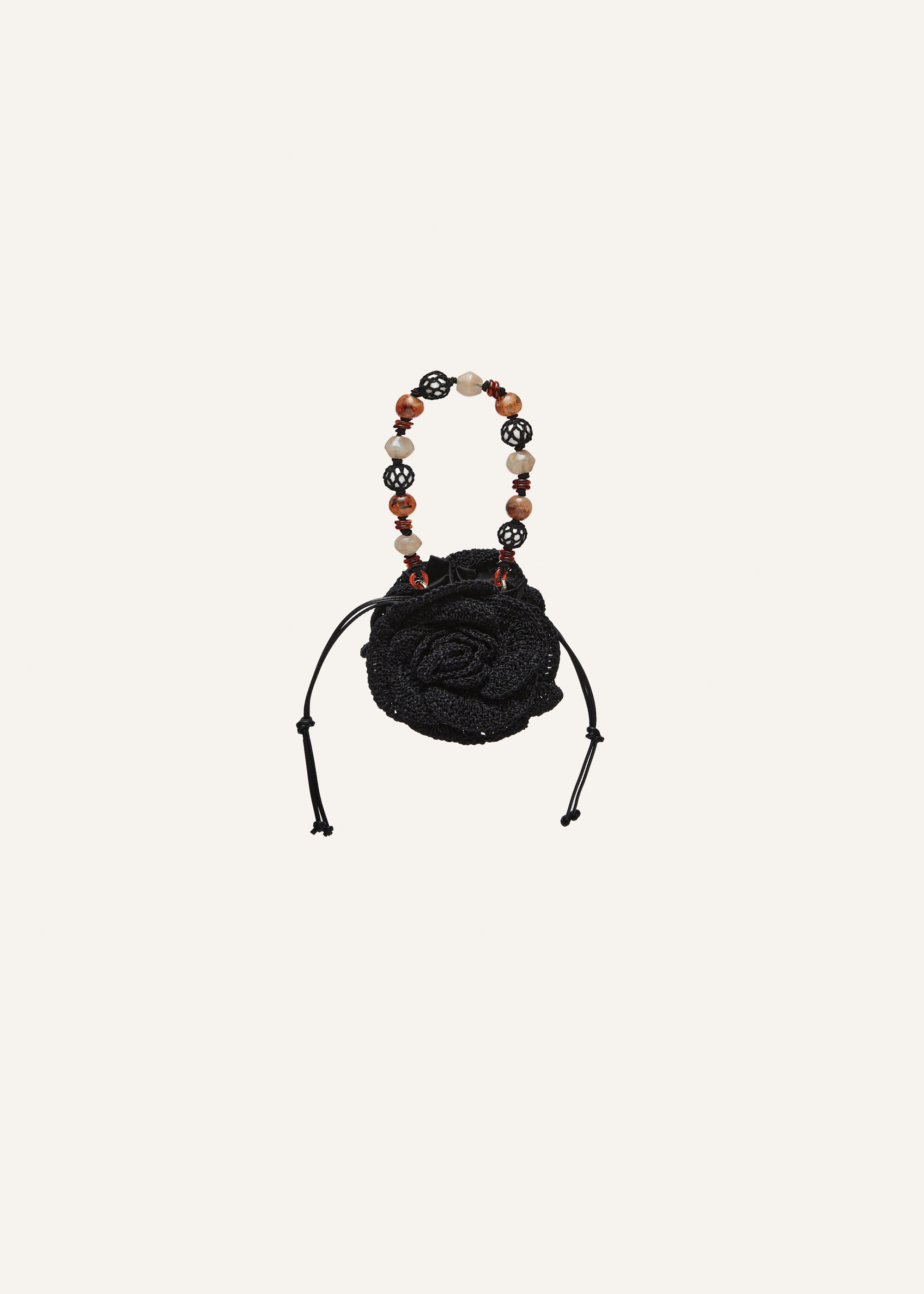 Small Magda bag beads strap in black crochet - 1