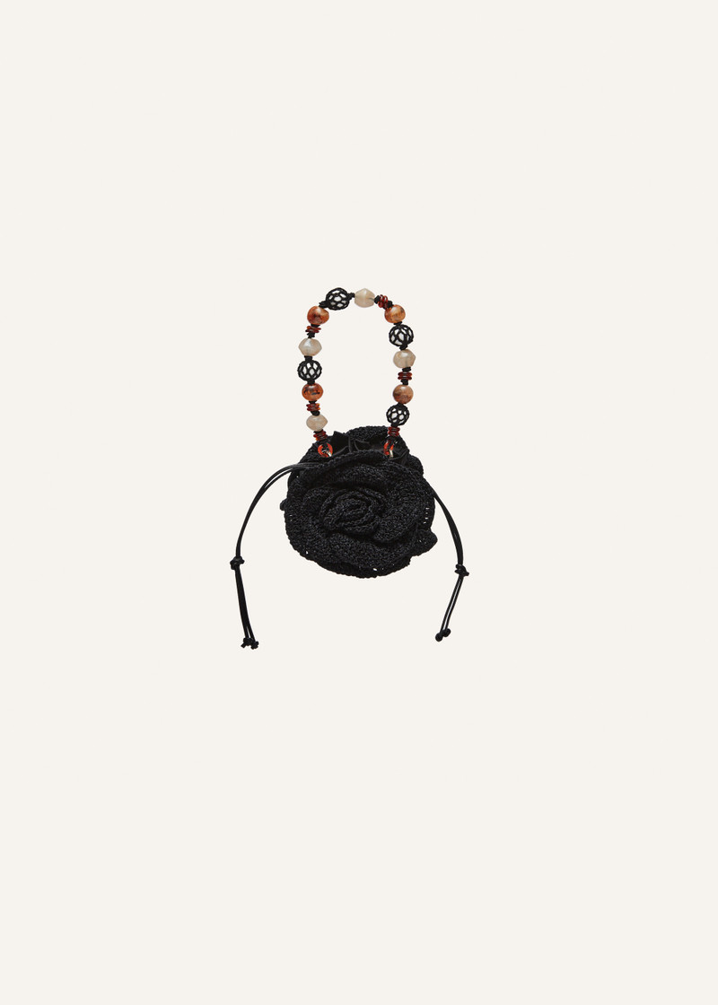 Small Magda bag beads strap in black crochet 1