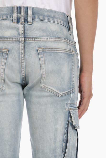Tapered blue cotton jeans - 5