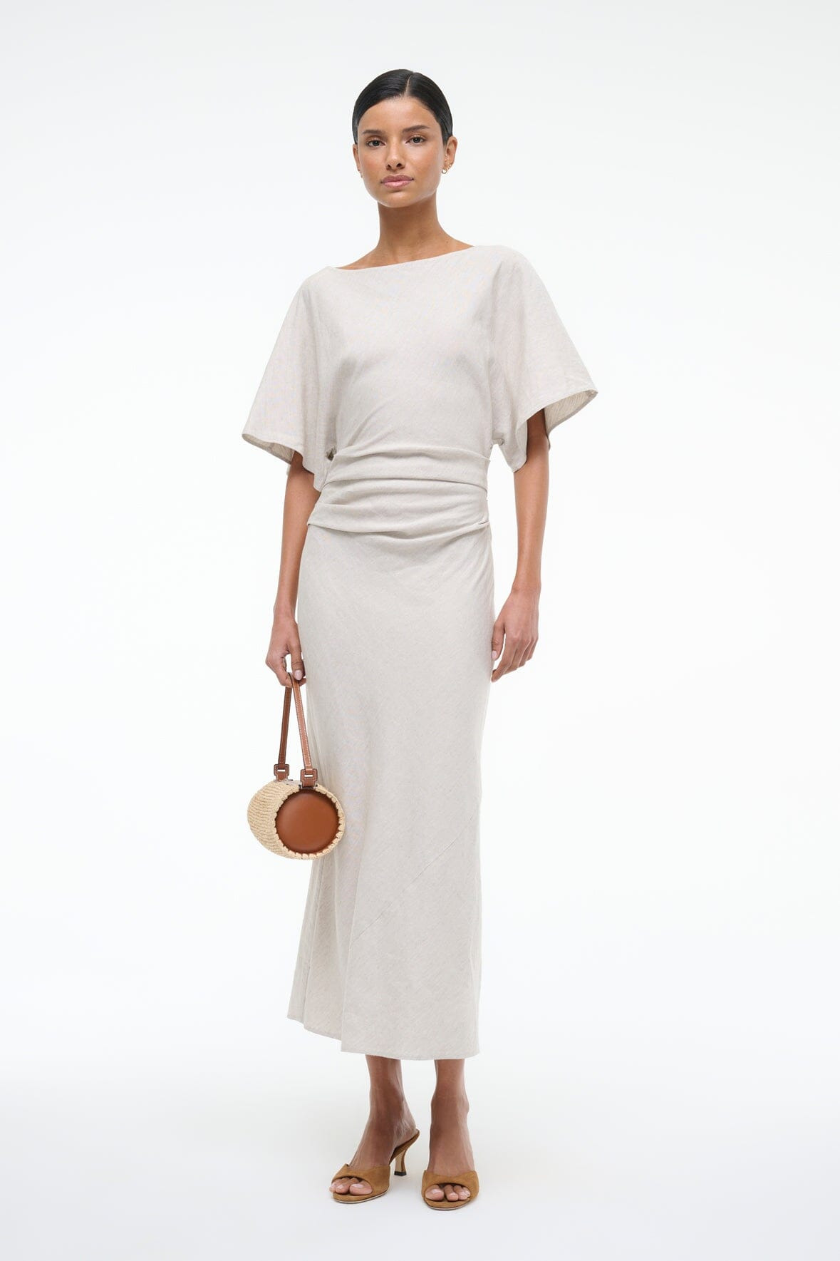 STAUD AMELIE LINEN DRESS NATURAL - 2