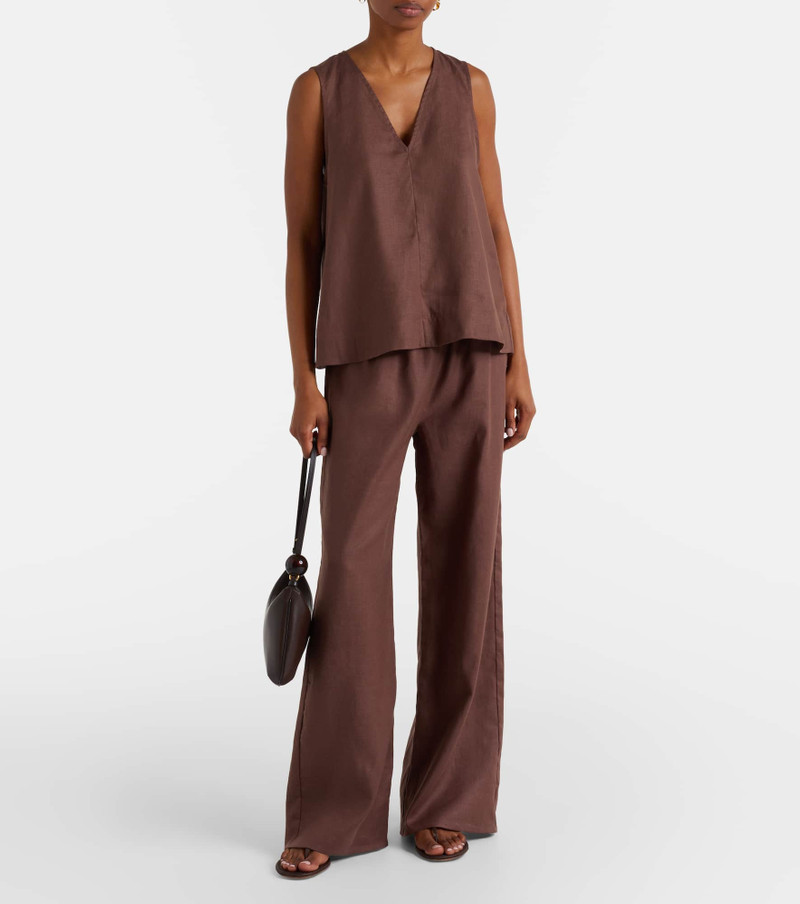 ASCENO Austin linen wide-leg pants outlook