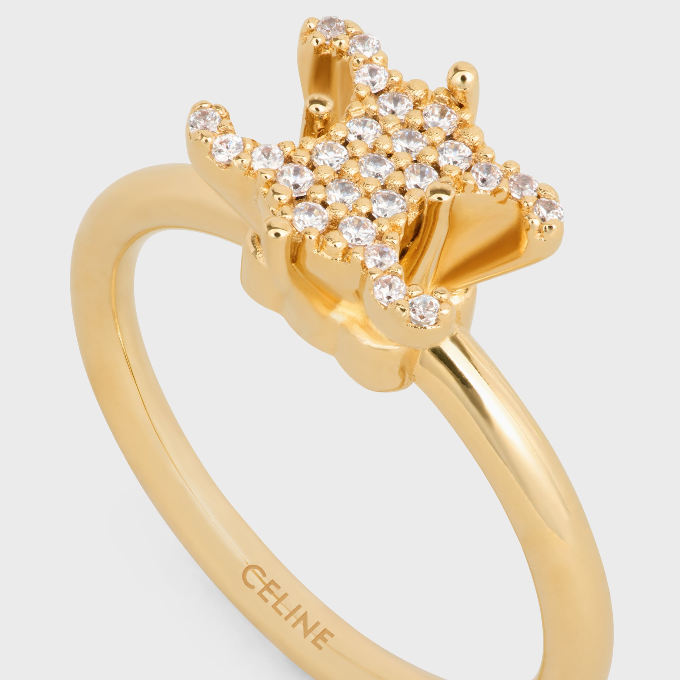 Triomphe Solitaire Sparkle Ring in Strass and Brass with Gold Finish - 4