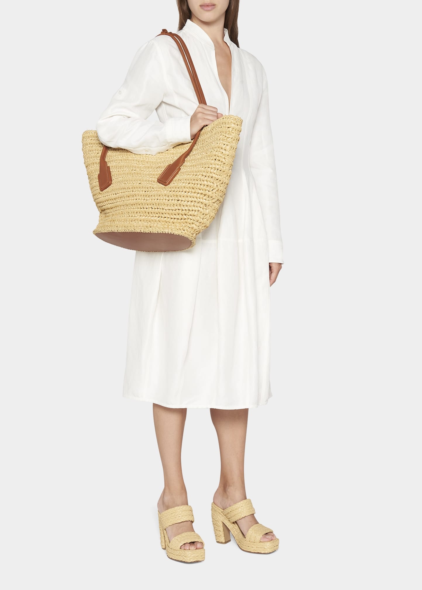 Bottega Veneta Arco Medium Crochet Raffia Shoulder Bag