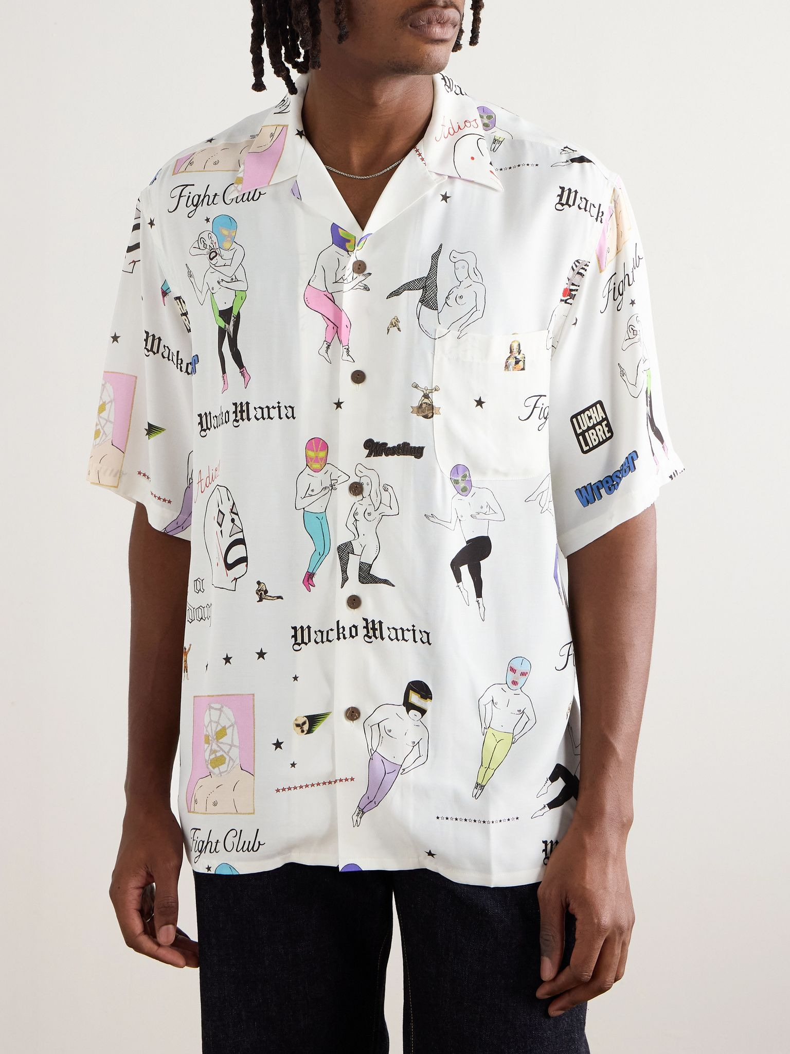 Type-10 Convertible-Collar Printed Matte-Satin Twill Shirt White - 3