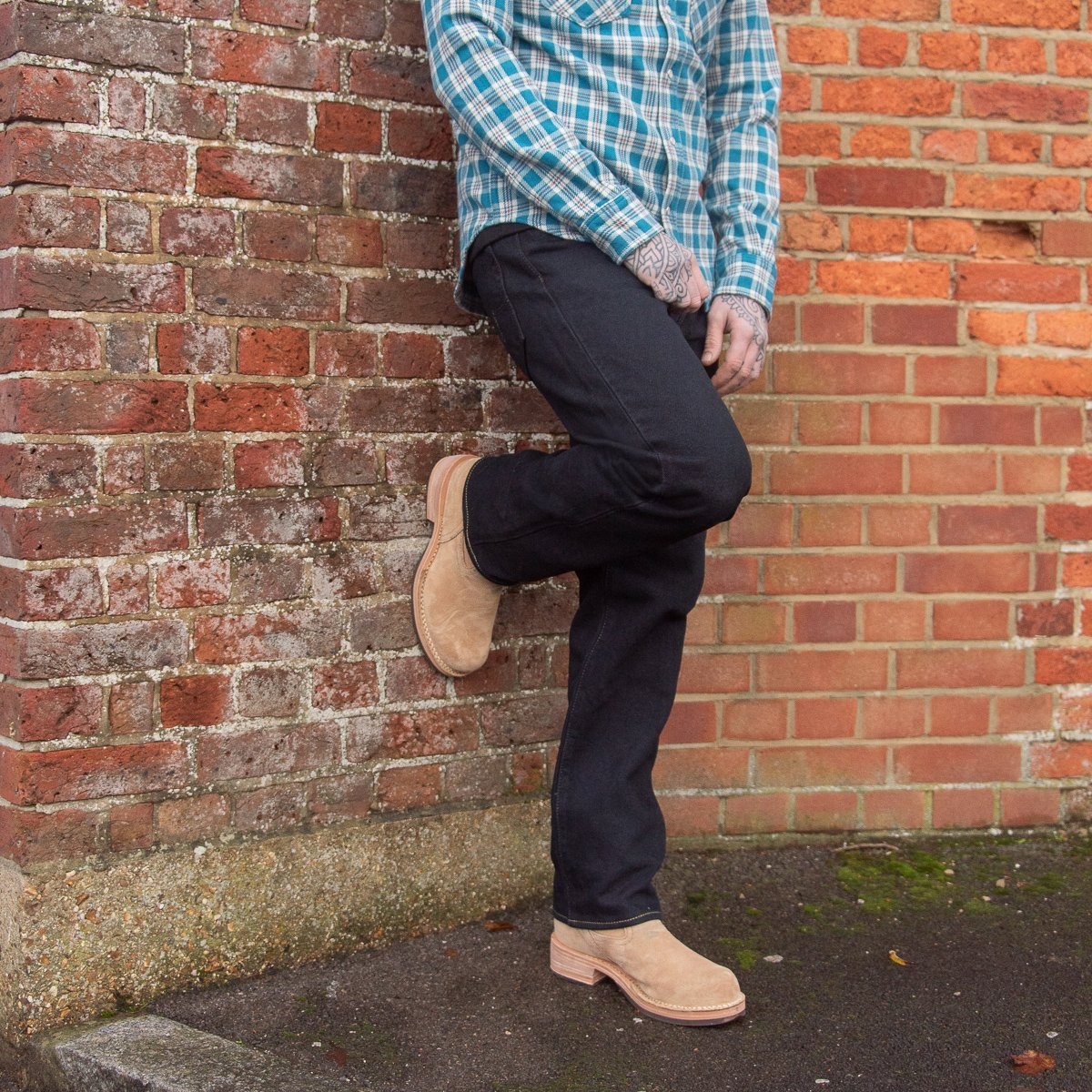 IH-1955S-OD 21oz Selvedge Denim "1955" Straight Cut Jeans - Indigo Overdyed Black - 4