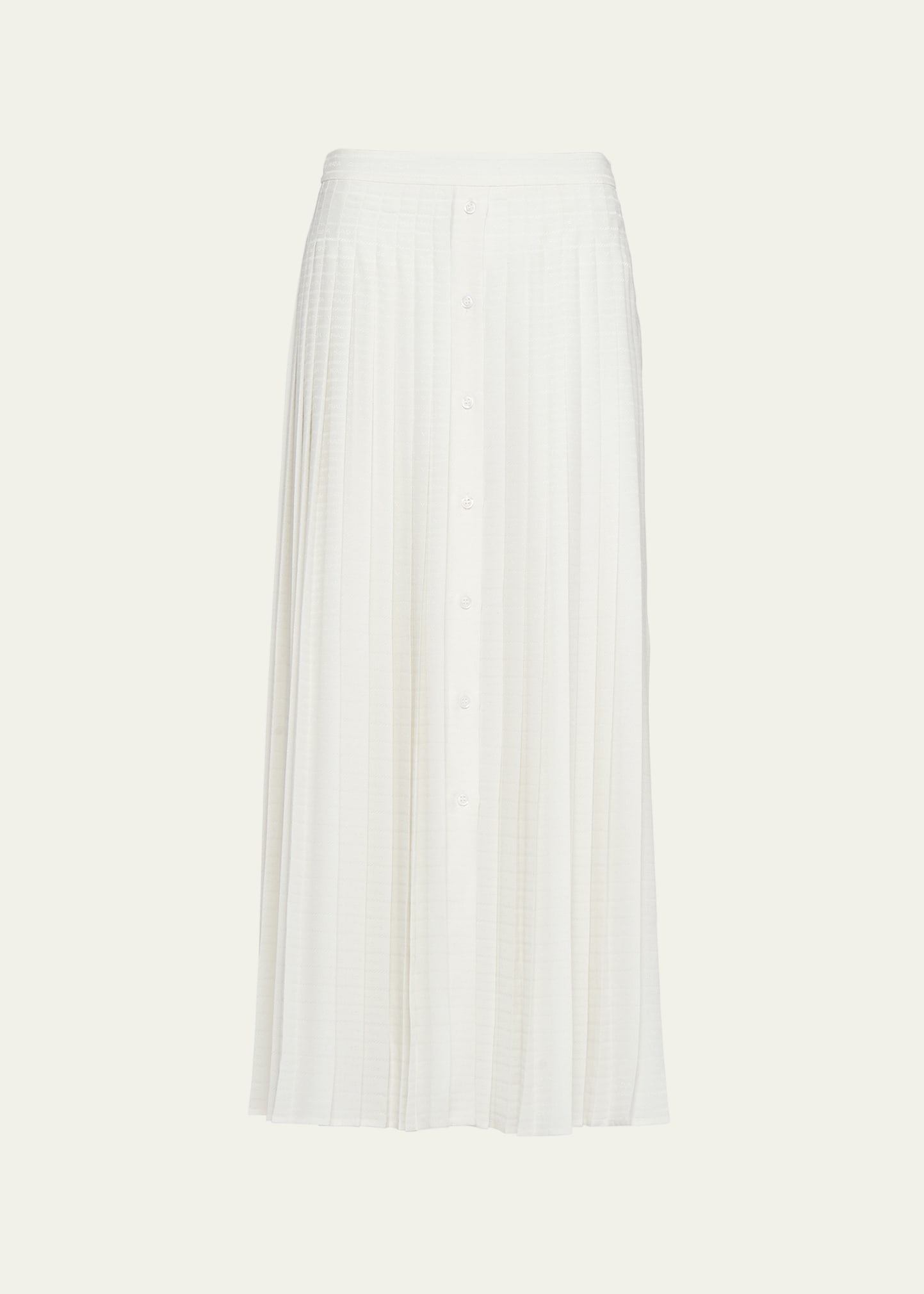 Logo-Embroidered Pleated Silk Midi Skirt - 1