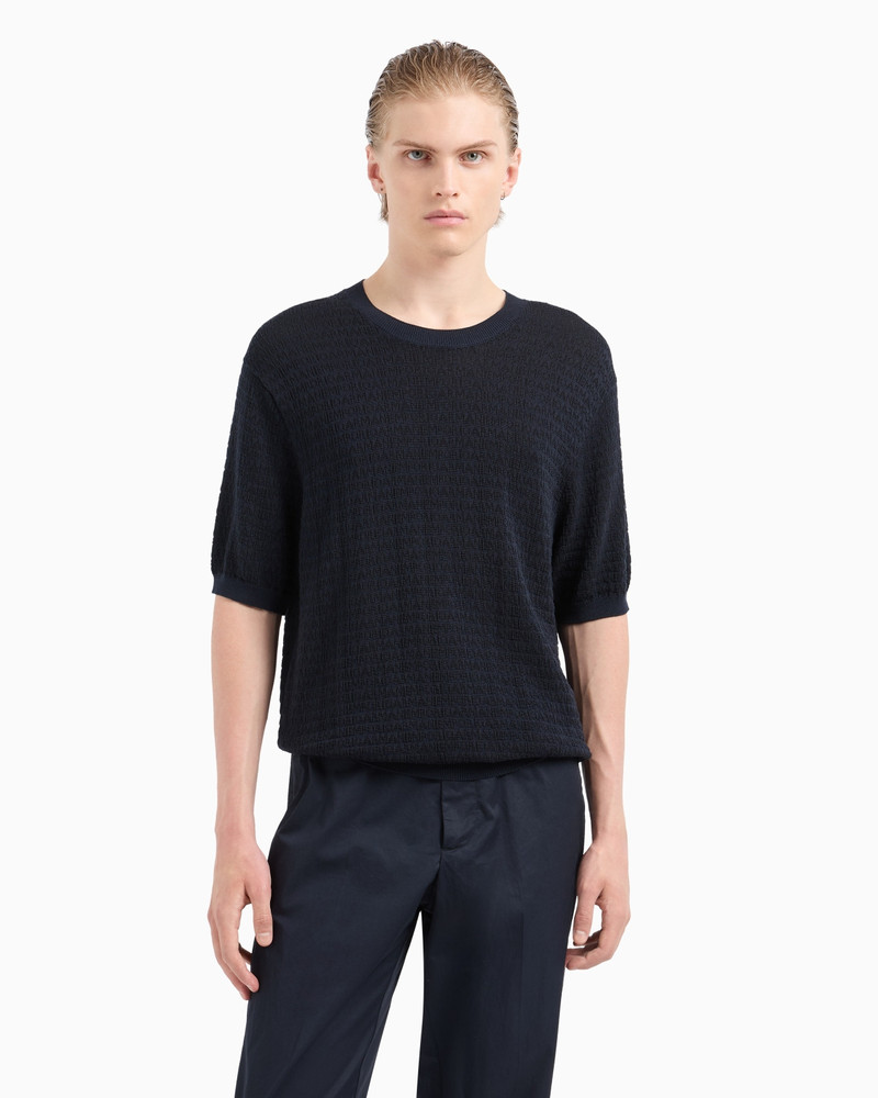 EMPORIO ARMANI ASV LYOCELL-BLEND JUMPER WITH LETTERING INTARSIA outlook