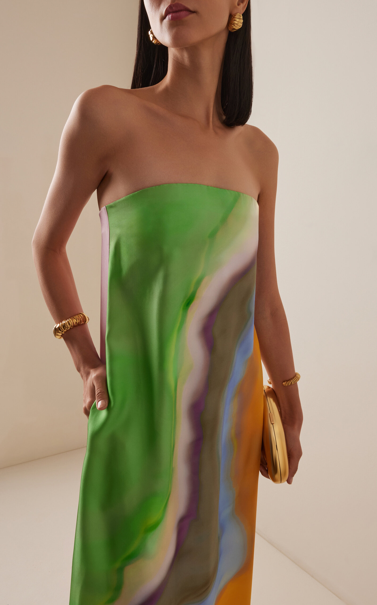 Aura Silk Strapless Dress orange - 3