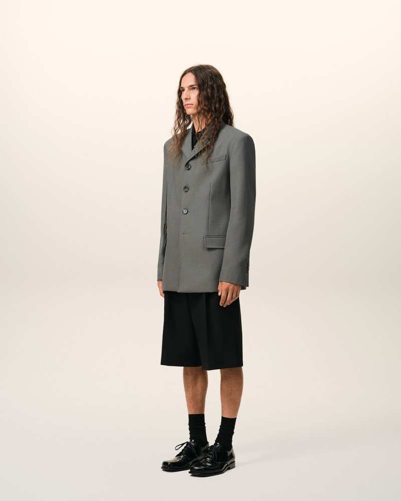 GREY NEW WOOL SINGLE BREASTED STRAIGHT JACKET 6