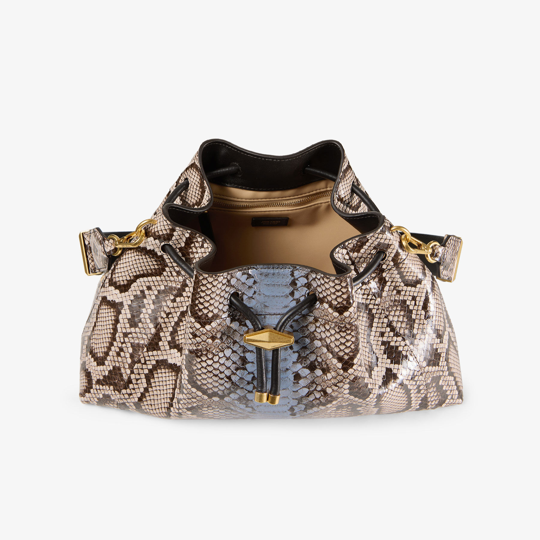 Cinch M
Blue Haze Striped Python Printed Leather Bucket Bag - 5