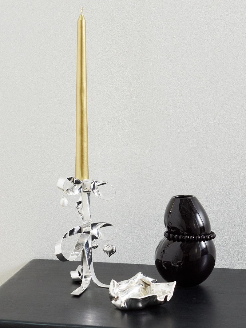 Completedworks Pearl-embellished Silver-plated Candle Holder outlook