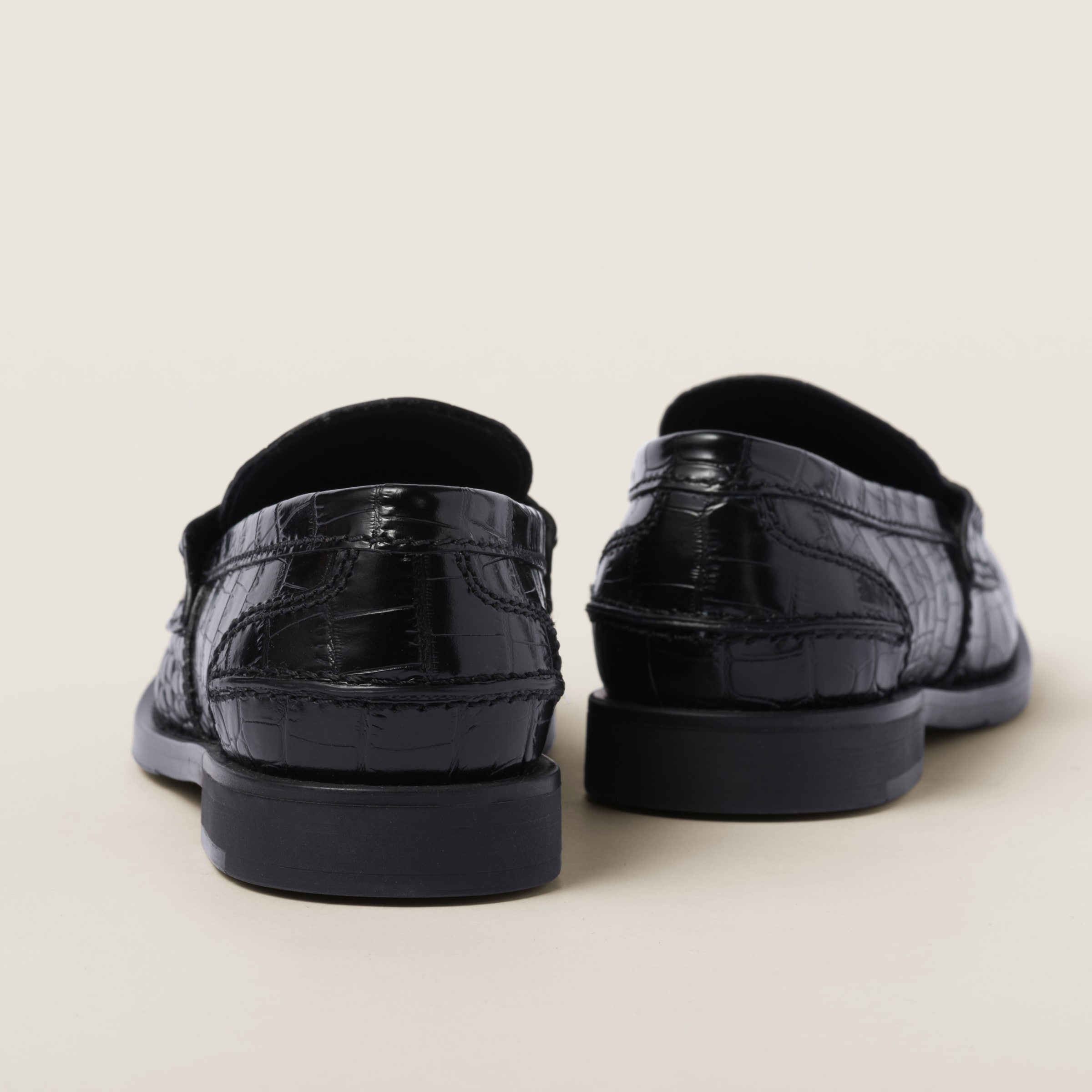 Croco-print leather penny loafers - 3