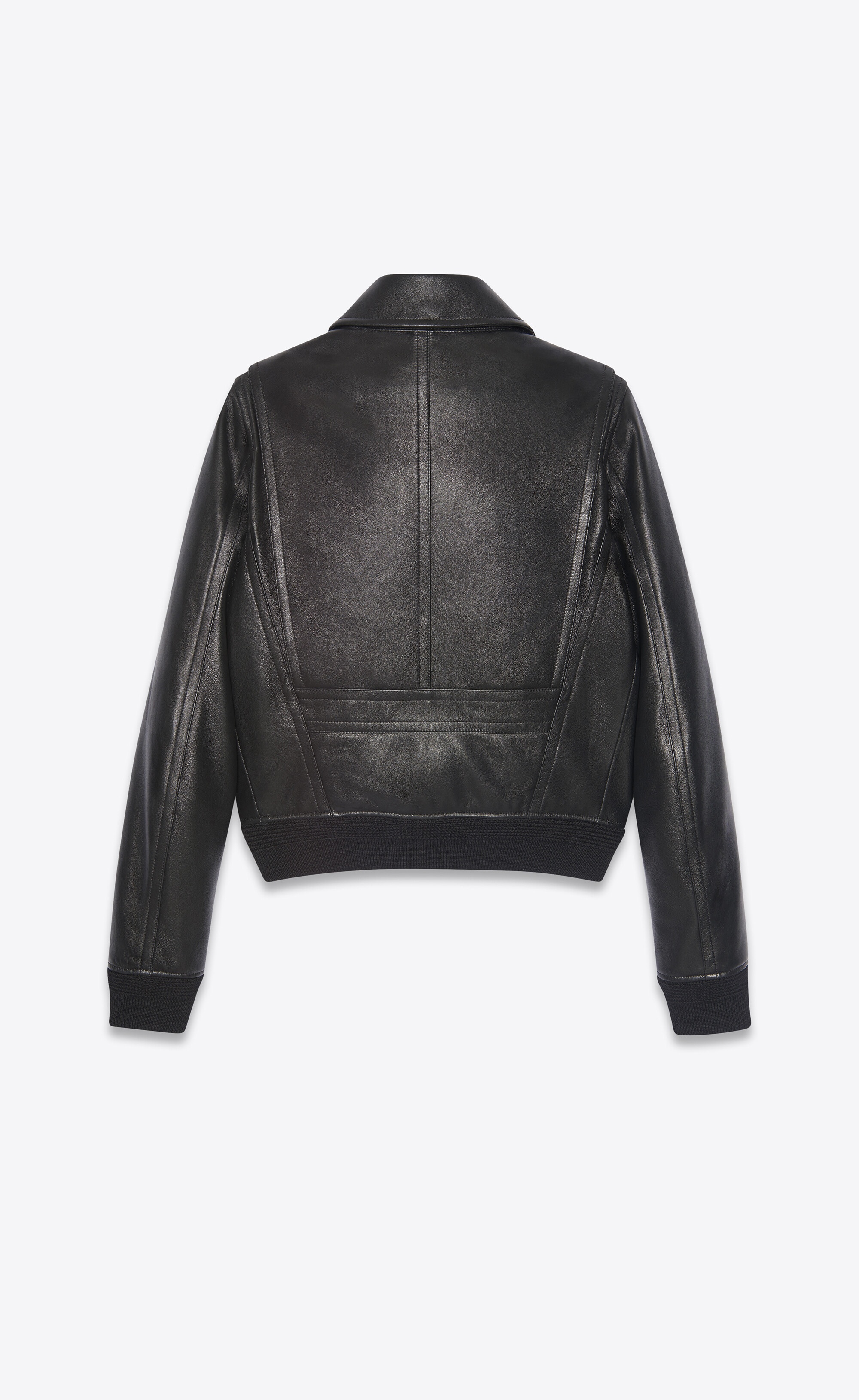 aviator bomber jacket in grained sheepskin with shearling collar - 4