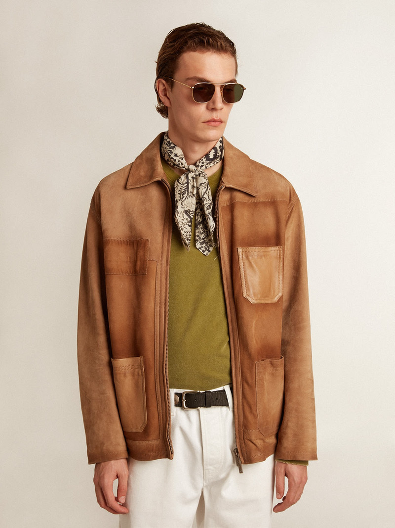 Golden Goose Pesto-green T-shirt with white logo on the front and back outlook