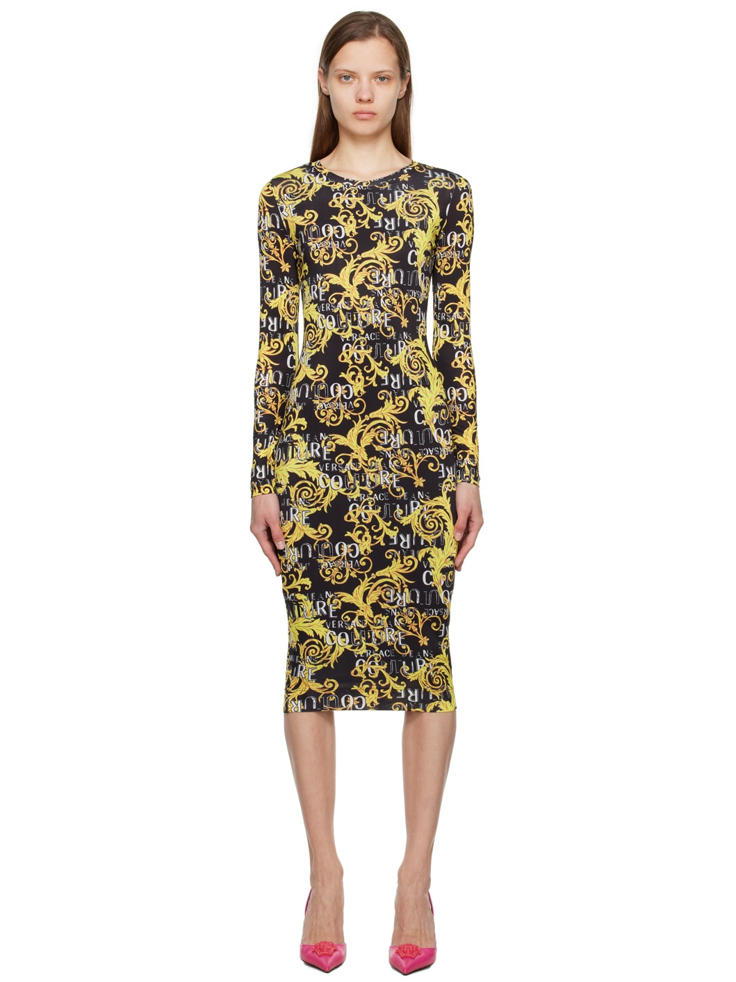 Black Graphic Midi Dress - 1