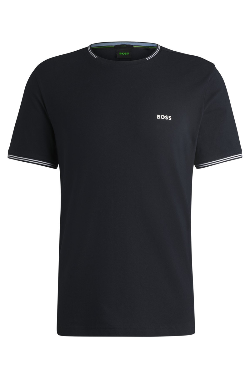 STRETCH-COTTON REGULAR-FIT T-SHIRT WITH CONTRAST LOGO - 1