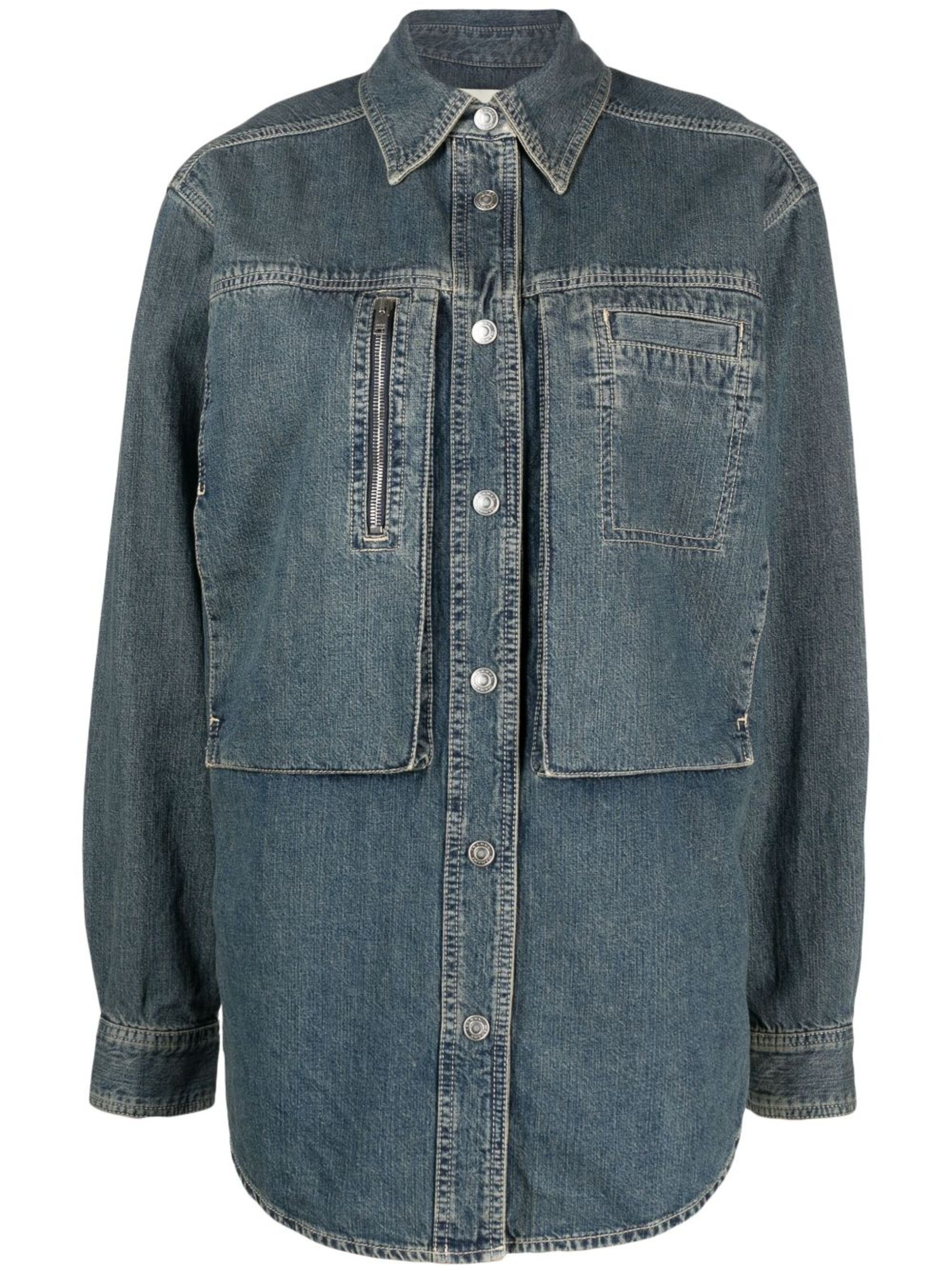 stonewashed denim overshirt - 1